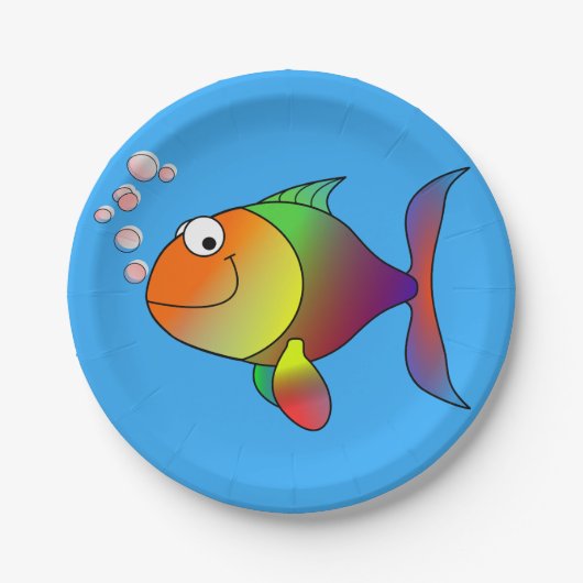 Niedlicher Goldfish auf See, hellblau Pappteller (Vorderseite)
