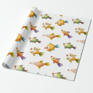 Niedlicher Goldfish auf Weiß Geschenkpapier