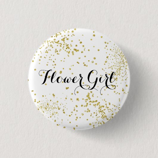 Niedlicher GoldGlitzer-Blumen-Mädchen-Knopf Button (Vorderseite)