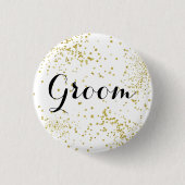 Niedlicher GoldGlitzer-Bräutigam-Knopf Button (Vorderseite)