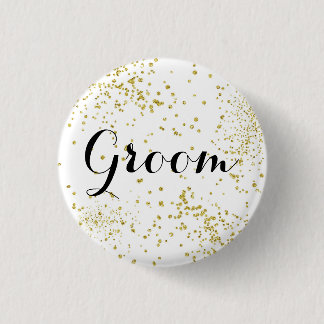 Niedlicher GoldGlitzer-Bräutigam-Knopf Button