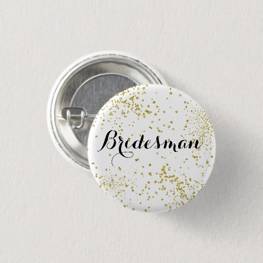 Niedlicher GoldGlitzerbridesman-Knopf Button (Vorne & Hinten)