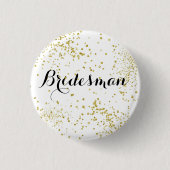 Niedlicher GoldGlitzerbridesman-Knopf Button (Vorderseite)