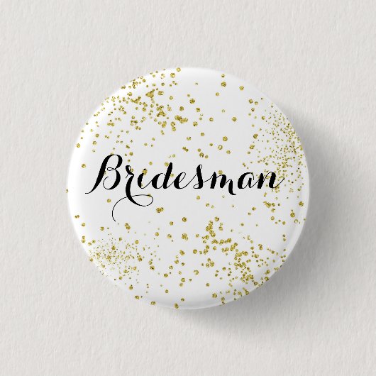 Niedlicher GoldGlitzerbridesman-Knopf Button (Vorderseite)