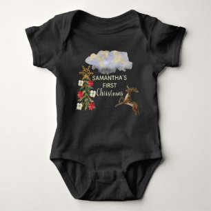 Niedlicher goldgrüner Tree Deer Cloud Baby 1 Weihn Baby Strampler