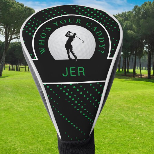 Niedlicher Golf Caddy Quote Custom Monogram Black Golf Headcover
