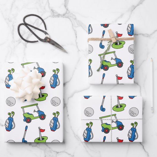 Niedlicher Golf Geschenkpapier Set (Vorderseite)