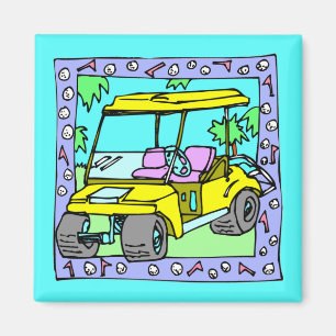 Niedlicher Golf-Wagen-Kunst-Magnet Magnet