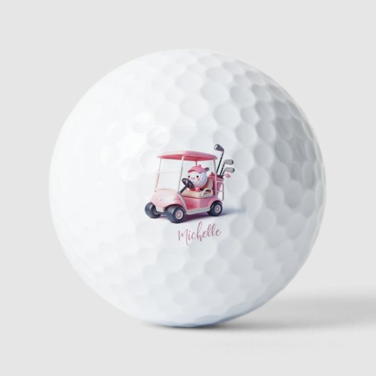 Niedlicher Golfball Fahren mit dem Golfplatz (Vorderseite)