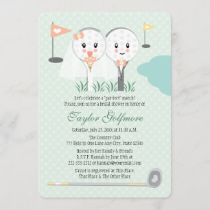 Niedlicher Golfball und T-Shirt Bridge Groom Braut Einladung