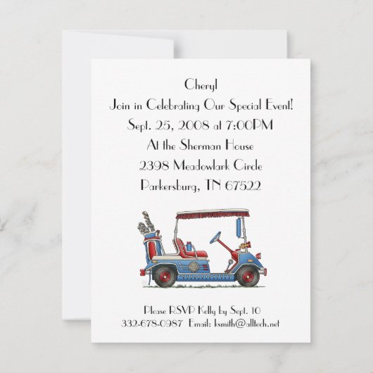 Niedlicher Golfplatz Einladung (Rückseite)