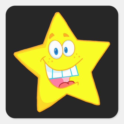 niedlicher goofy star Cartoon Quadratischer Aufkleber (Vorderseite)