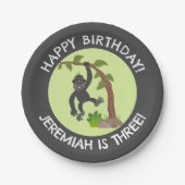 Niedlicher Gorilla personalisierter Cartoon Geburt Pappteller (Vorderseite)