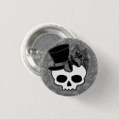 Niedlicher Goth-Skull mit Top-Hat-Rose Button (Vorne & Hinten)