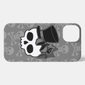 Niedlicher Goth-Skull mit Top-Hat-Rose iPhone Hülle (Rückseite (Horizontal))