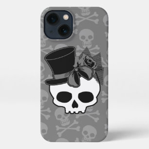 Niedlicher Goth-Skull mit Top-Hat-Rose iPhone 13 Hülle