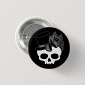 Niedlicher Goth-Skull mit Top-Hat-Rose-Knopf Button (Vorne & Hinten)