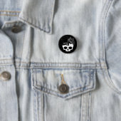 Niedlicher Goth-Skull mit Top-Hat-Rose-Knopf Button (Beispiel)