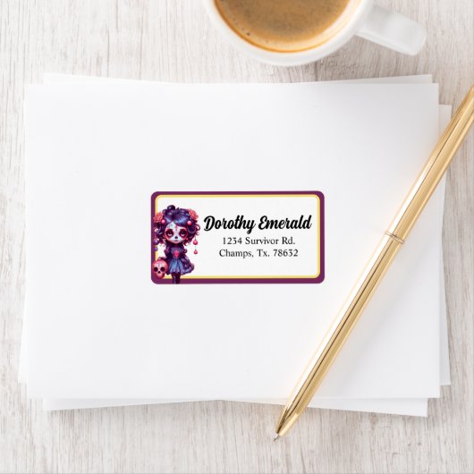 Niedlicher Gothic Garden Zuckerkult Adressaufkleber (Insitu)