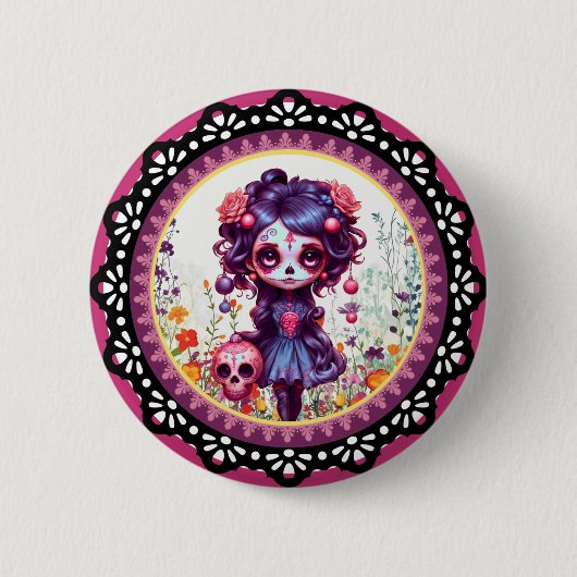 Niedlicher Gothic Garden Zuckerkult Button (Vorderseite)