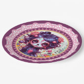 Niedlicher Gothic Garden Zuckerkult Pappteller (Schrägansicht)