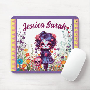 Niedlicher gotischer Garten-Zuckerschädel  Mousepad