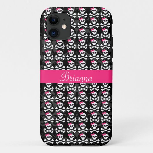 Niedlicher gotischer Schädel und Knochen-Girly Case-Mate iPhone Hülle (Rückseite)