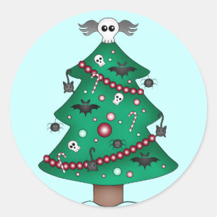 Niedlicher gotischer Weihnachtsbaum Runder Aufkleber