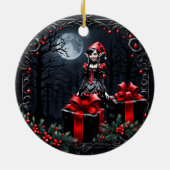 Niedlicher gotischer Weihnachtself. Keramik Ornament (Hinten)