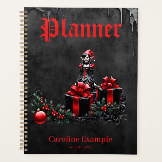 Niedlicher gotischer Weihnachtself. Planer (Vorderseite)