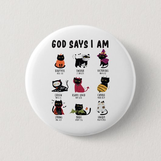 Niedlicher Gott sagt, ich bin Cat Lover Funny Chri Button (Vorderseite)