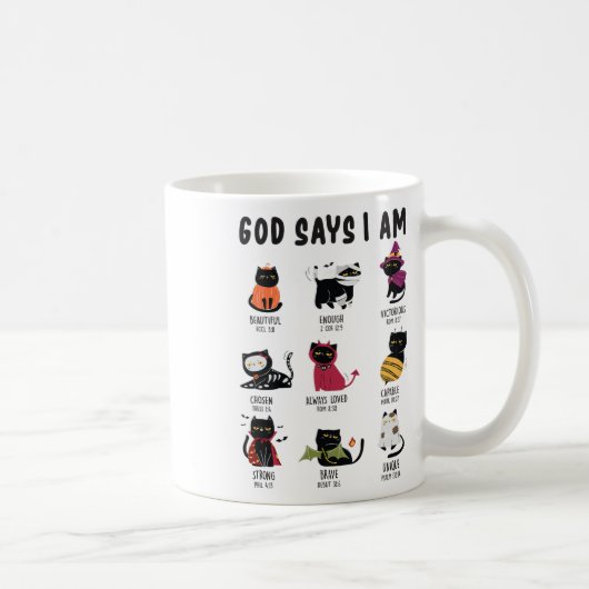 Niedlicher Gott sagt, ich bin Cat Lover Funny Chri Kaffeetasse (Rechts)
