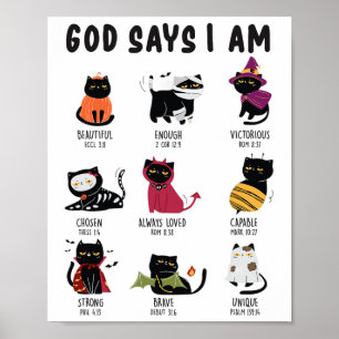 Niedlicher Gott sagt, ich bin Cat Lover Funny Chri Poster
