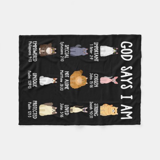 Niedlicher Gott sagt, ich bin Katze über Christlic Fleecedecke (Vorderseite (Horizontal))