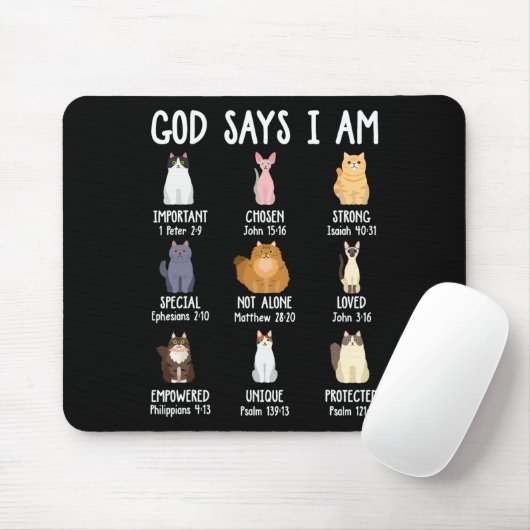 Niedlicher Gott sagt, ich bin Katze über Christlic Mousepad (Mit Mouse)