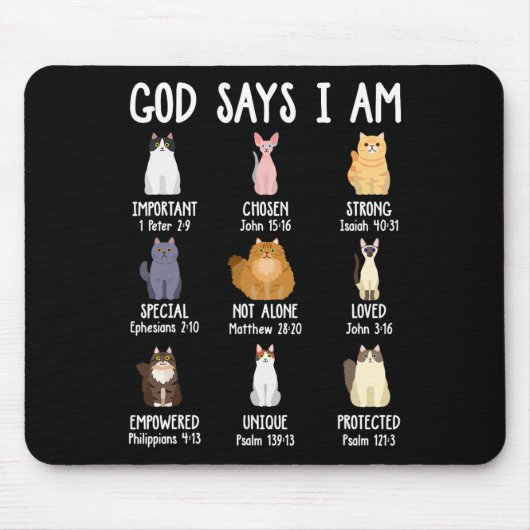 Niedlicher Gott sagt, ich bin Katze über Christlic Mousepad (Vorne)