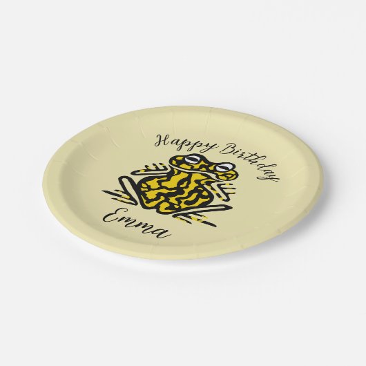 Niedlicher grafischer FROG - Party tierisch - wild Pappteller (Schrägansicht)