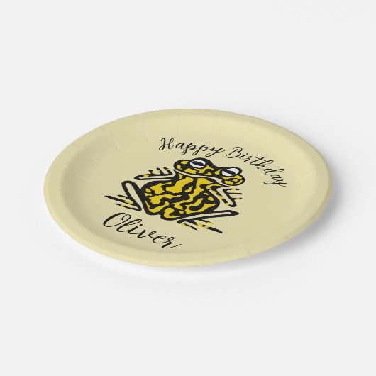 Niedlicher grafischer FROG - Party tierisch - wild Pappteller (Schrägansicht)