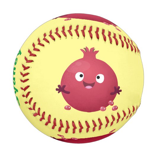 Niedlicher Granatapfelfruchtiger Cartoon Baseball (Vorderseite Links)