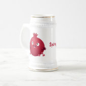 Niedlicher Granatapfelfruchtiger Cartoon Bierglas (Vorderseite Links)