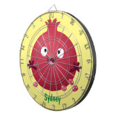 Niedlicher Granatapfelfruchtiger Cartoon Dartscheibe (Vorderseite rechts)