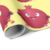 Niedlicher Granatapfelfruchtiger Cartoon Geschenkpapier (Rolleneckpunkt)