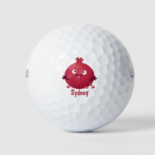 Niedlicher Granatapfelfruchtiger Cartoon Golfball