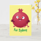 Niedlicher Granatapfelfruchtiger Cartoon Karte (Gelbe Blume)