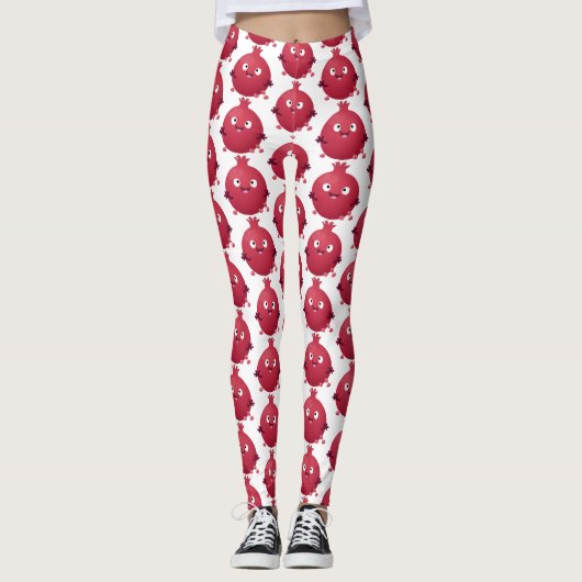 Niedlicher Granatapfelfruchtiger Cartoon Leggings (Vorderseite)