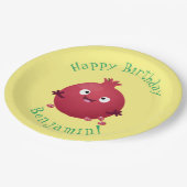 Niedlicher Granatapfelfruchtiger Cartoon Pappteller (Schrägansicht)