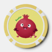 Niedlicher Granatapfelfruchtiger Cartoon Pokerchips (Rückseite)