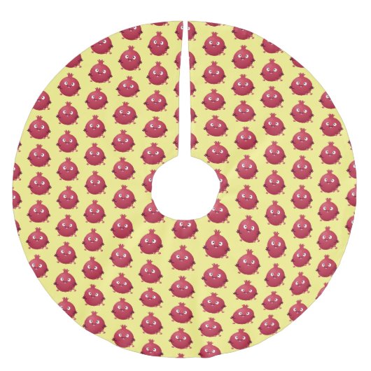 Niedlicher Granatapfelfruchtiger Cartoon Polyester Weihnachtsbaumdecke (Vorderseite)