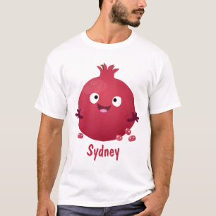 Niedlicher Granatapfelfruchtiger Cartoon T-Shirt