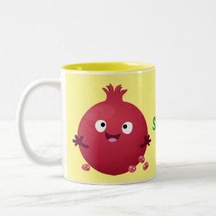 Niedlicher Granatapfelfruchtiger Cartoon Zweifarbige Tasse
